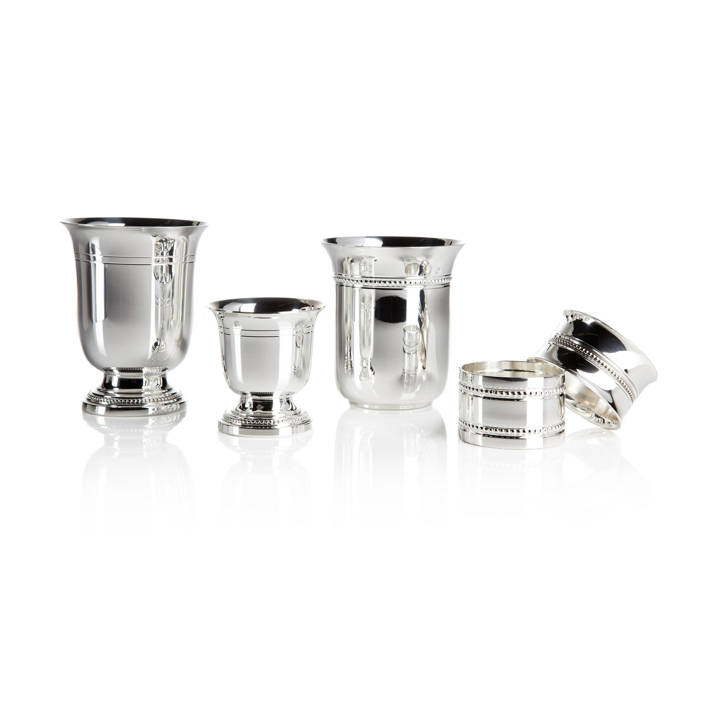 Rond de serviette droit PERLES - argent massif